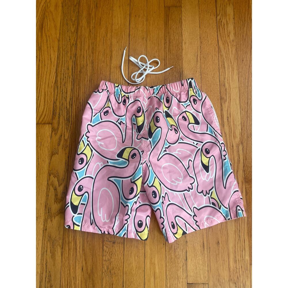 Flamingo Swim Trunks, Boys L Pink #0393 - Picture 4 of 4